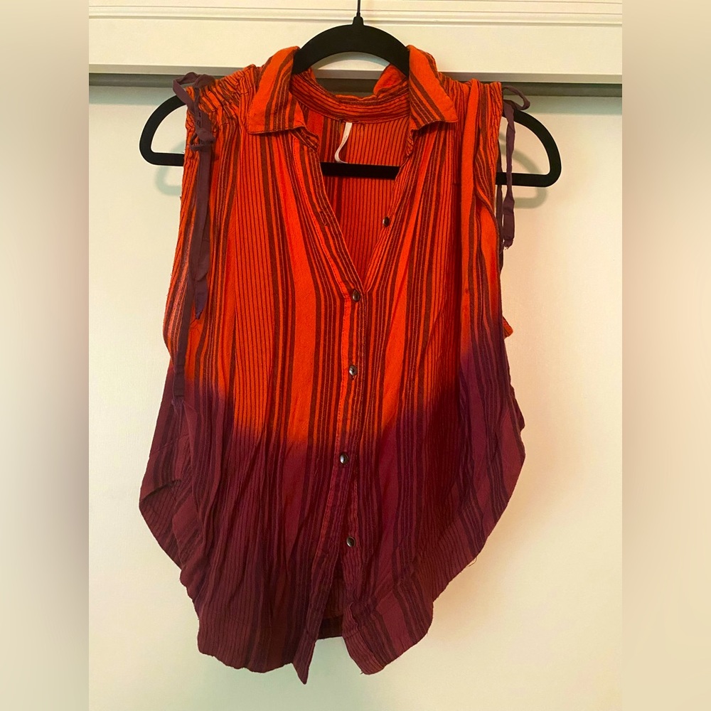 Free People orange and burgundy top